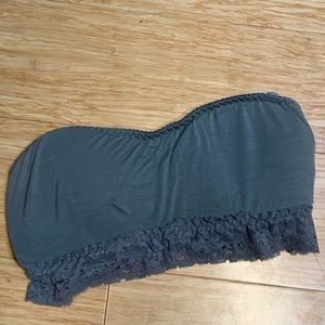 blue grey bandeau lace long line